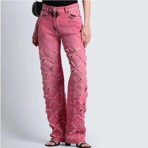 Runway Versace Medusa Slash Cut Pink Denim 27 $1,074